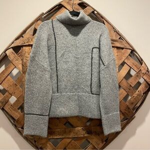 Zara Women’s Heather Gray With Black Accents Turtleneck Sweater Sz. Medium NWT